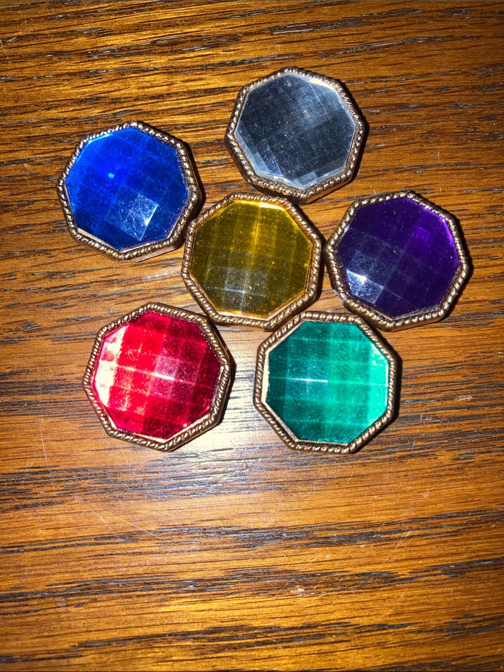 Vintage Faceted Accent Button Covers - Blue, Silver, Purple, Red, Yellow, Green
